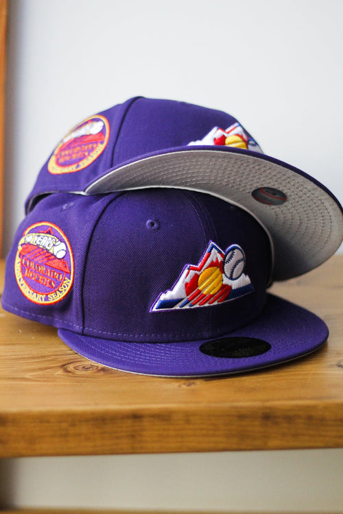 10TH ANNIVERSARY COLORADO ROCKIES PURPLE FITTED W/ GREY UNDER VISOR