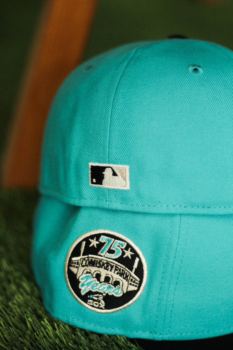 1985 CHICAGO WHITE SOX TEAL FITTED W/ GREY UNDER VISOR