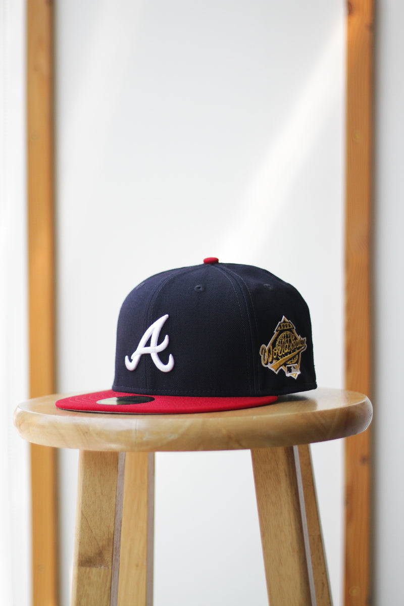 1995 ATLANTA BRAVES NAVY/RED FITTED W/ GREY UNDER VISOR