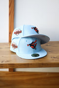 2014 BALTIMORE ORIOLES DOSCIENTOS BLUE FITTED W/ GREY UNDER VISOR
