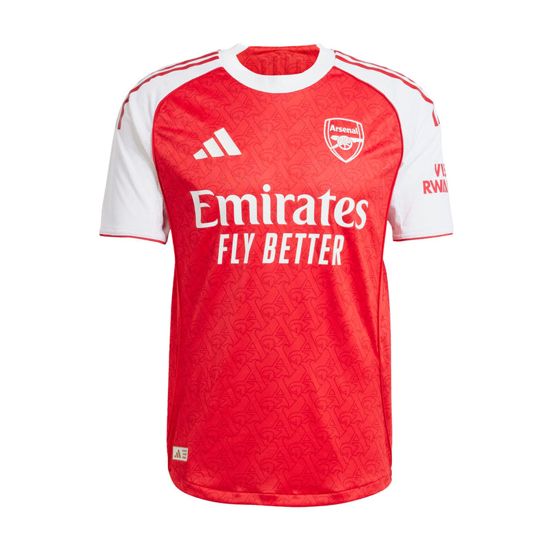 Men's Arsenal authentic 3rd jersey in red with white sleeves, Emirates Fly Better print