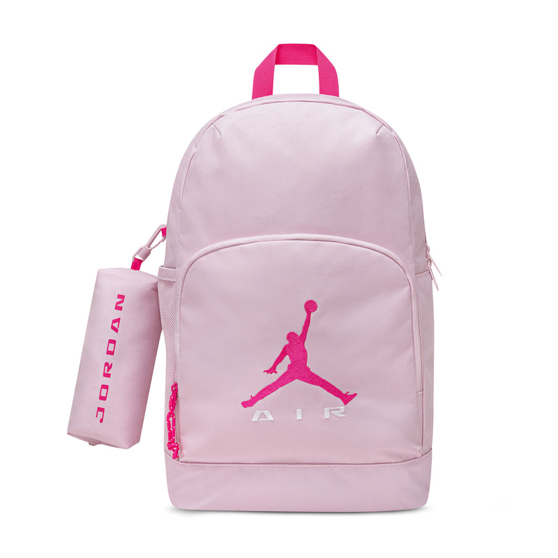 Pink backpack set with pencil pouch, Jumpman graphic and AIR logo