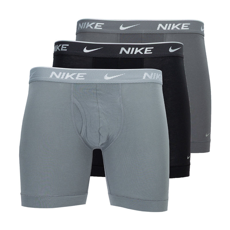 Pack of Dri-FIT cotton stretch boxer briefs, light gray with NIKE waistband