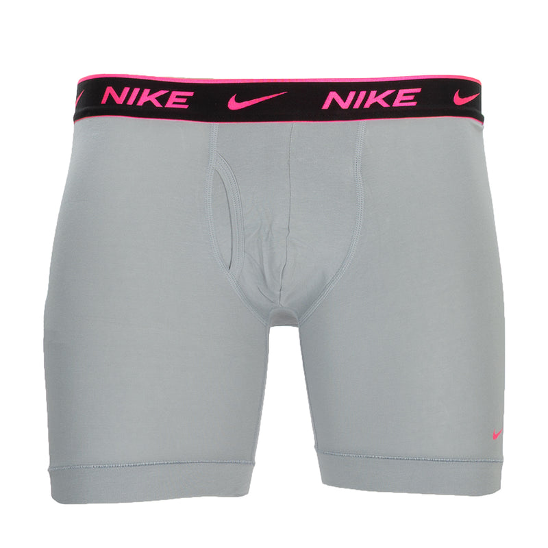 Light grey Dri-FIT boxer briefs with black Nike logo waistband, cotton-stretch fit.