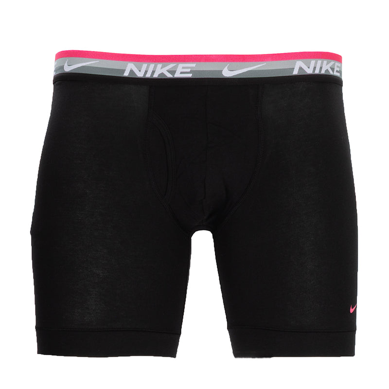 Black Dri-FIT boxer briefs with black Nike logo waistband and small pink swoosh.