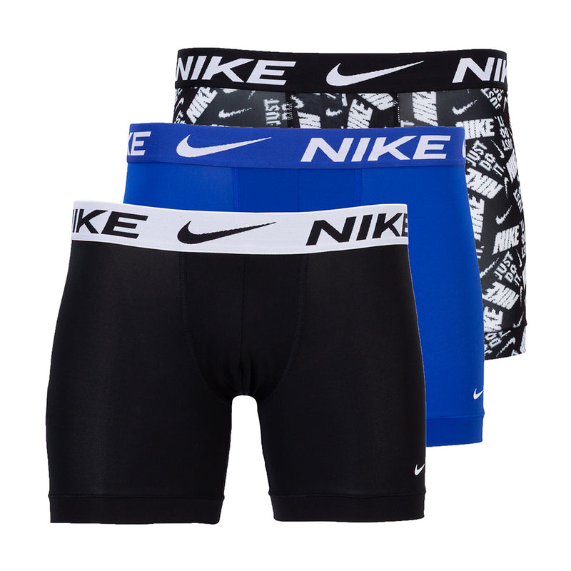 3-pack Dri-FIT micro boxer briefs: black and game royal, Nike logo waistbands