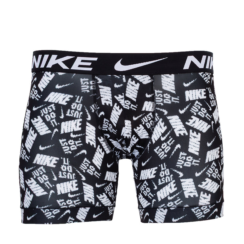Black patterned Dri-FIT micro boxer briefs with white Nike logo waistband