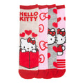 4-pack Hello Kitty mid-crew socks, pink/grey with red hearts and Hello Kitty faces