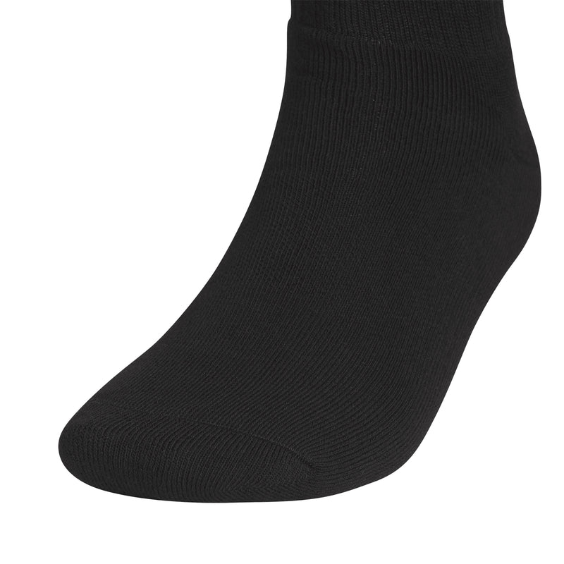 Black crew sock with ribbed knit and cushioned sole