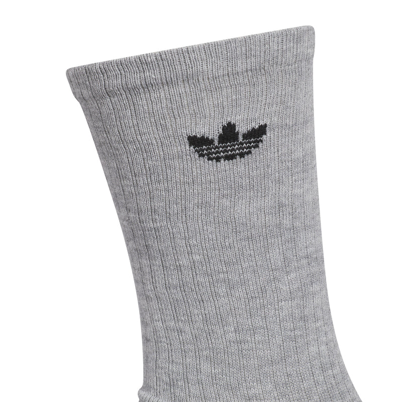 Heather grey crew sock with black adidas trefoil logo on the front cuff