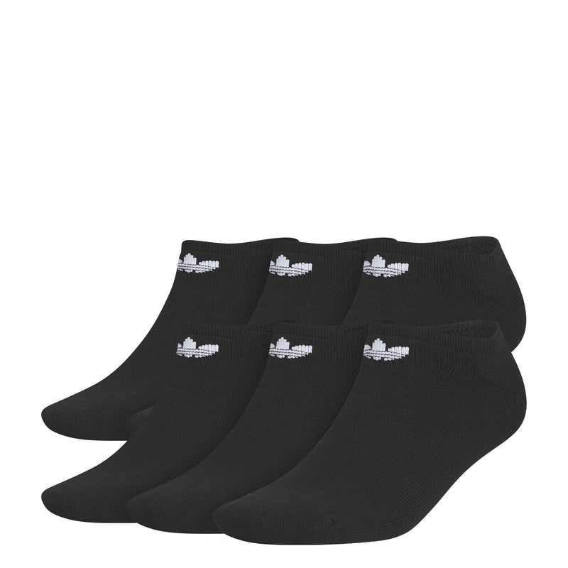 Set of 6 black no-show socks with white trefoil logos