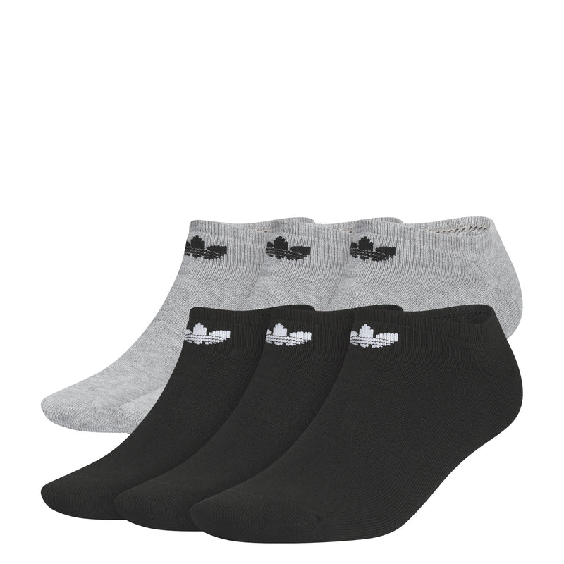 No-show socks multipack, heather gray and black with trefoil logo