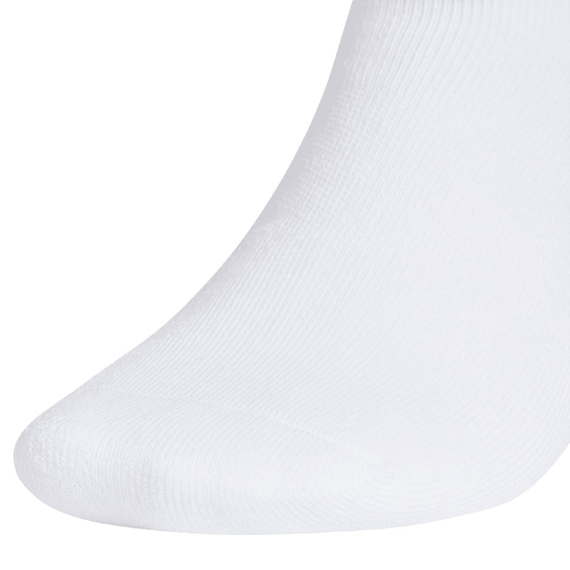 White no-show sock, side view with ribbed knit texture