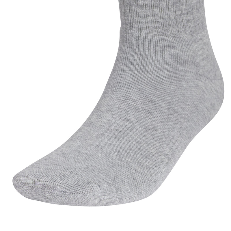 Heather grey quarter crew sock with ribbed knit and seamless toe