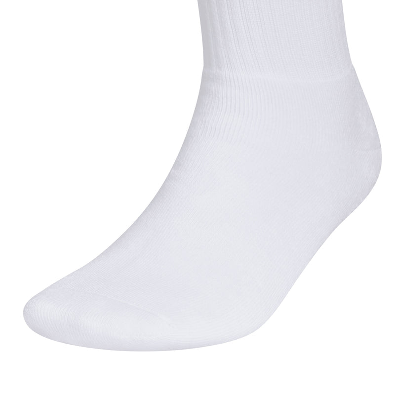 White quarter crew sock with ribbed knit texture