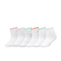 6-pack white ankle socks with multicolor Jordan logo and lettuce edge cuffs