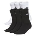 Six-pack crew socks in white and black ribbed knit with Trefoil logos