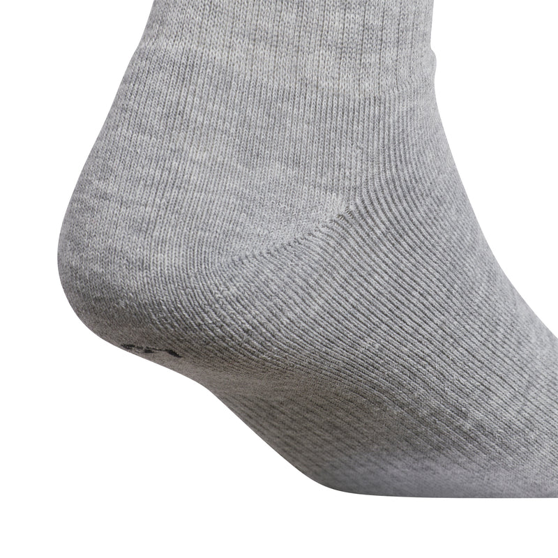 Heather grey crew sock with textured knit at the foot