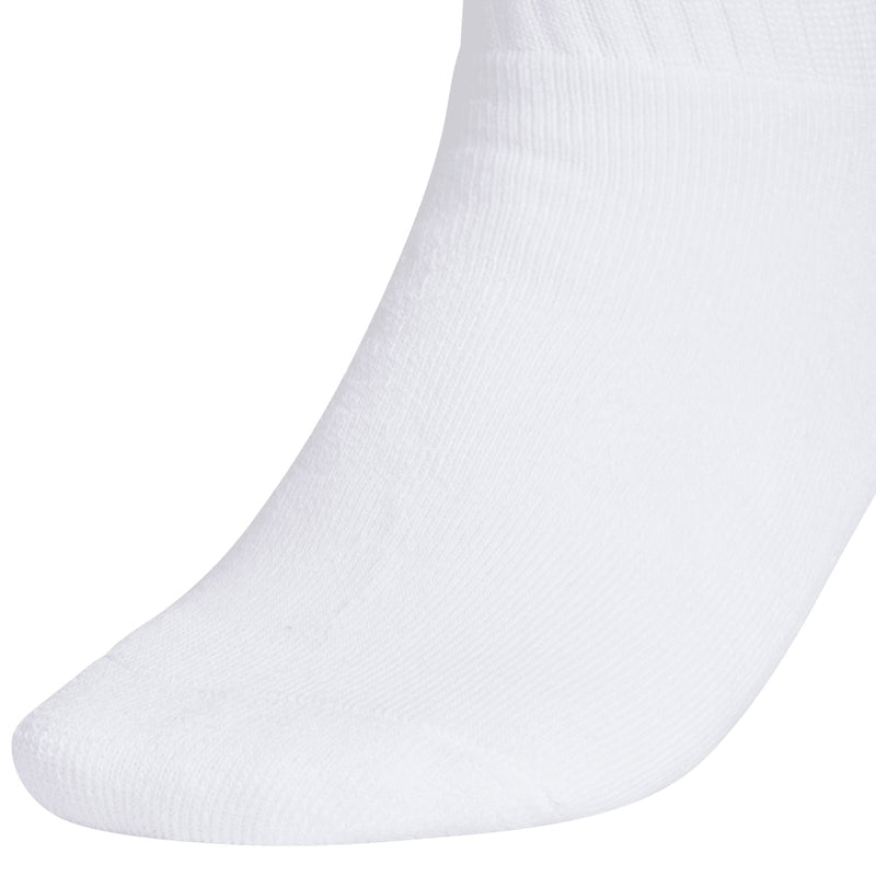 White quarter sock with ribbed knit texture and smooth ribbed cuff