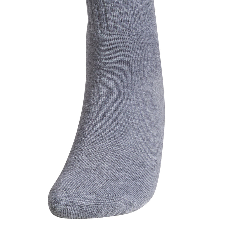 Heather grey quarter crew sock with trefoil logo on ankle