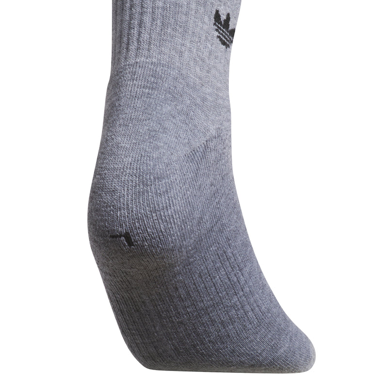 Heather grey quarter crew sock with black trefoil logo detail