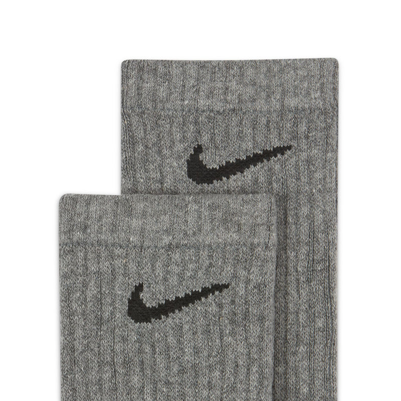 Cushioned crew sock fabric close-up with black Nike swoosh