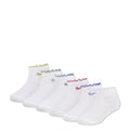 6-pack XXS ankle socks, white with lettuce welt and multicolor logo trim