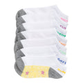 7-pack small no-show socks in white, gray, and one yellow star pattern pair