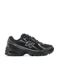 Youth black lace-up sneakers with silver N logo and chunky rubber sole