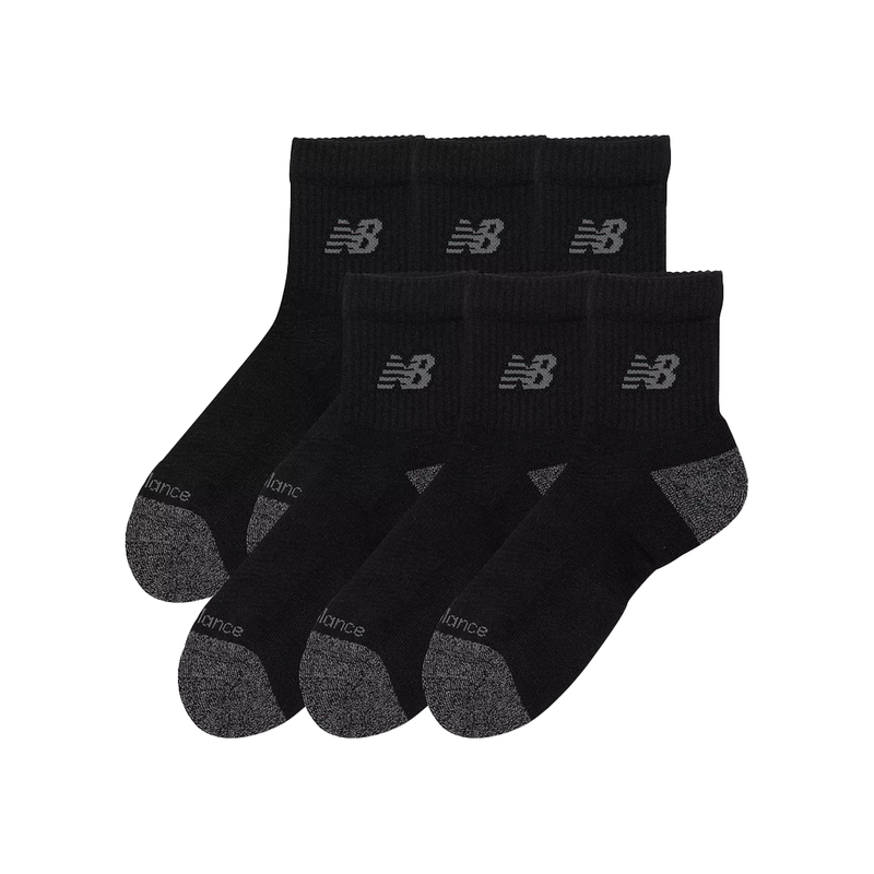ACTIVE QUARTER SOCKS 6 PACK BLACK