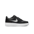 Youth low-top sneaker in dark leather with silver swoosh and white rubber sole