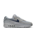 Air Max 90 men's sneakers in light gray with navy swoosh and visible air unit