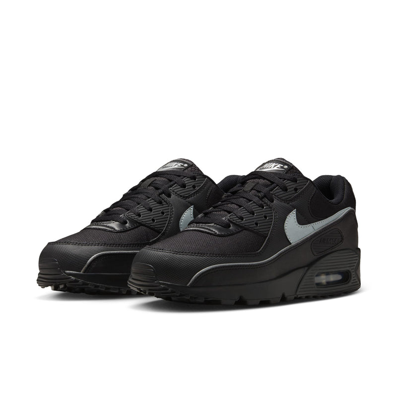 Nike Air Max 90 sneakers for men, black upper with light blue accents and air unit