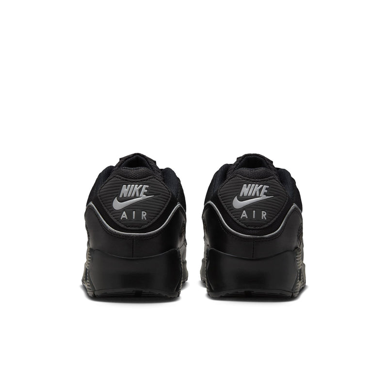 Nike Air Max 90 sneakers, black heel with Nike Air branding and swoosh