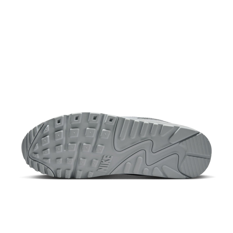 Air Max 90 men's sneakers outsole view with gray tread and flex grooves