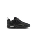 Kids black mesh running sneakers with hook-and-loop strap and molded heel
