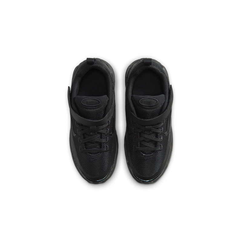 Kids black lace-up sneakers with breathable mesh upper and padded collar