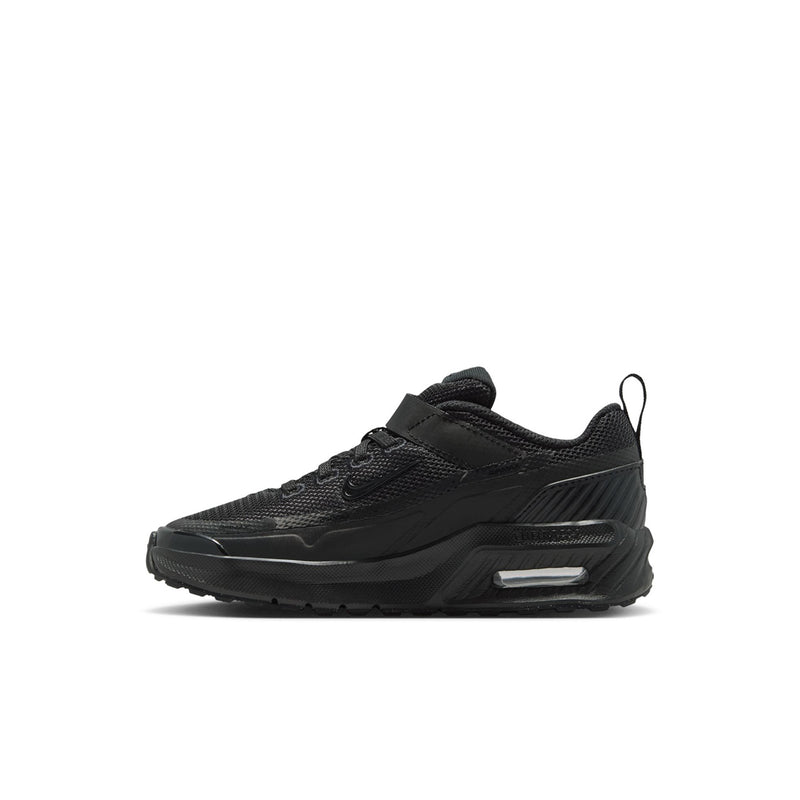 Kids black running sneakers with lace-up closure, side Swoosh logo, air unit