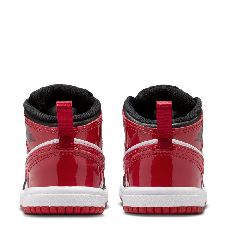 Toddler mid-top sneakers, red heel with black collar and white midsoles
