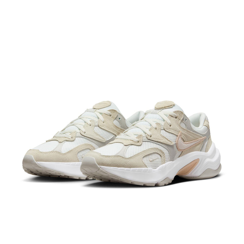 Light bone lace-up sneaker pair, side view with cushioned tongue and padded collar