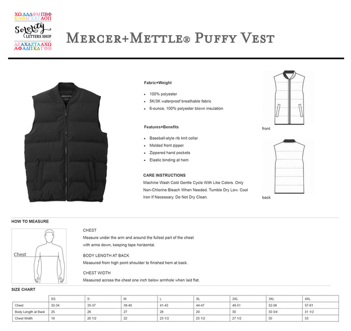 Alpha Gamma Omega Puffy Vest by Mercer+Mettle®