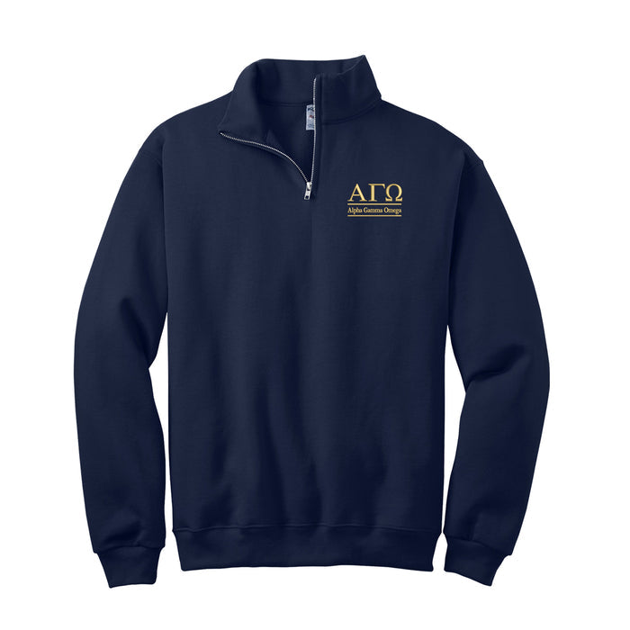 Alpha Gamma Omega Quarter Zip Sweatshirt - 2 Line Design