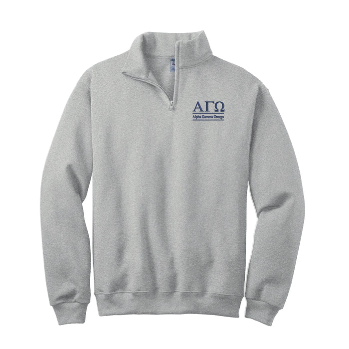 Alpha Gamma Omega Quarter Zip Sweatshirt - 2 Line Design