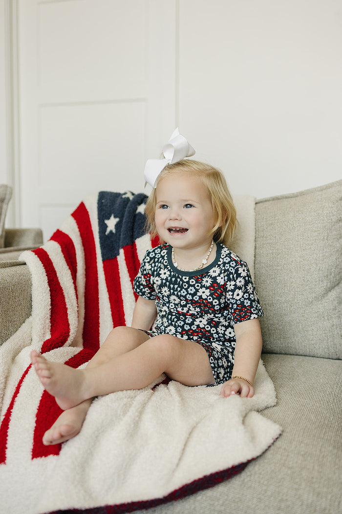 Americana Floral Ribbed Bamboo Cozy Short Set