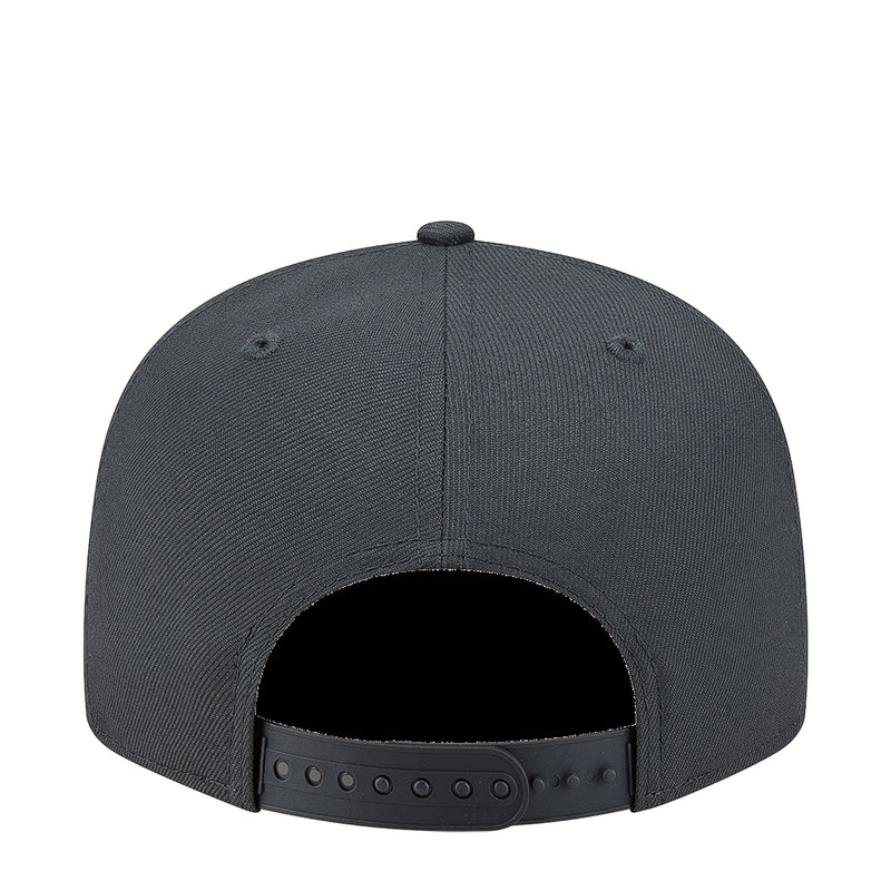 Charcoal baseball cap back view with adjustable strap and ventilation eyelets
