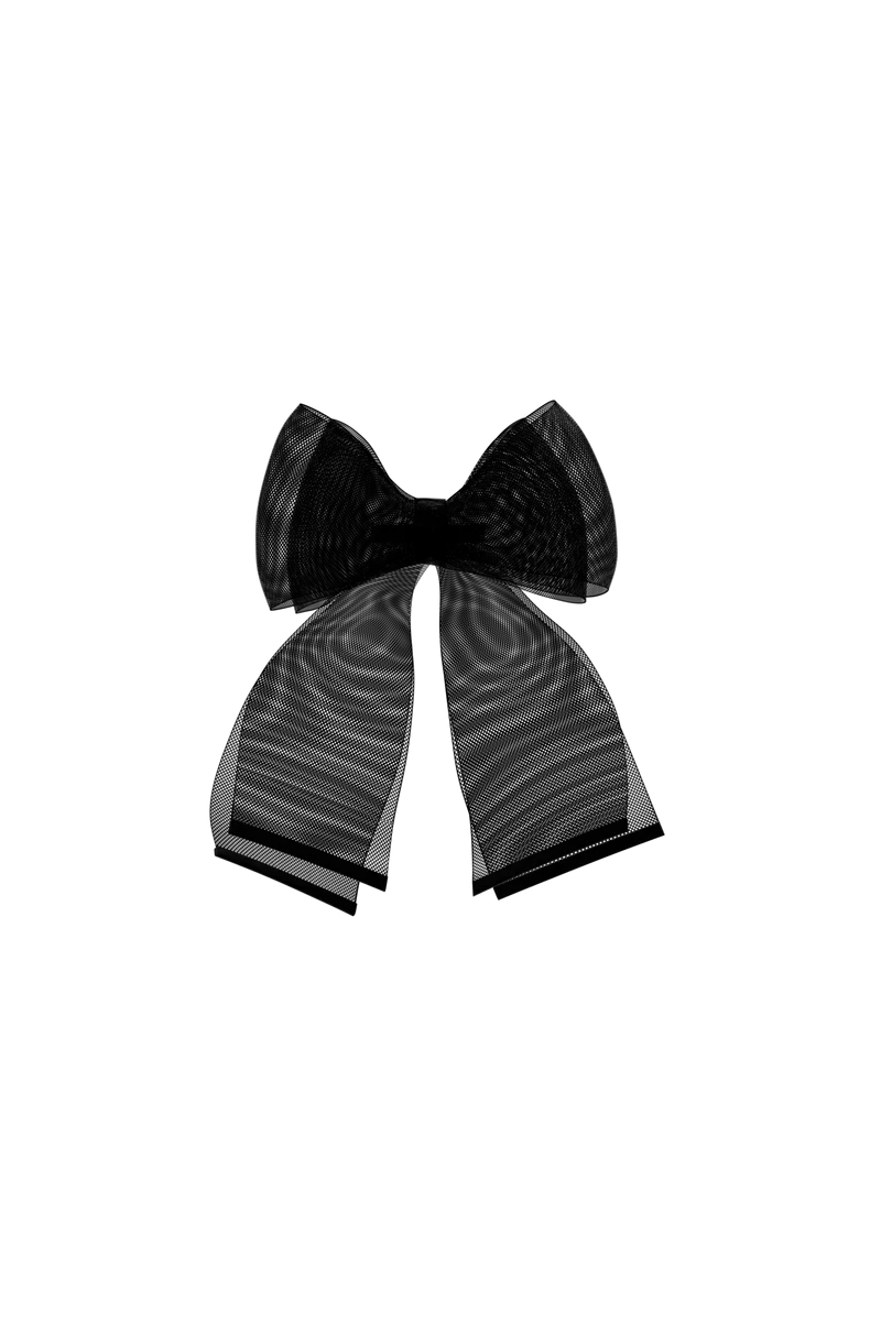 Ankle Bow Coal Tulle Clip