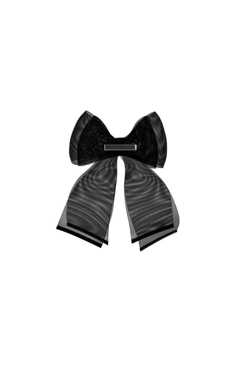 Ankle Bow Coal Tulle Clip