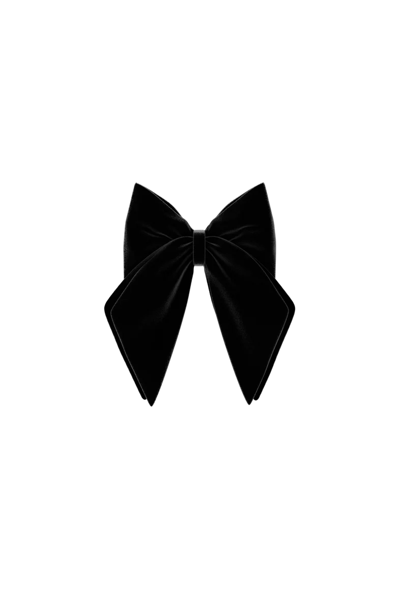 Ankle Bow Coal Velvet Clip