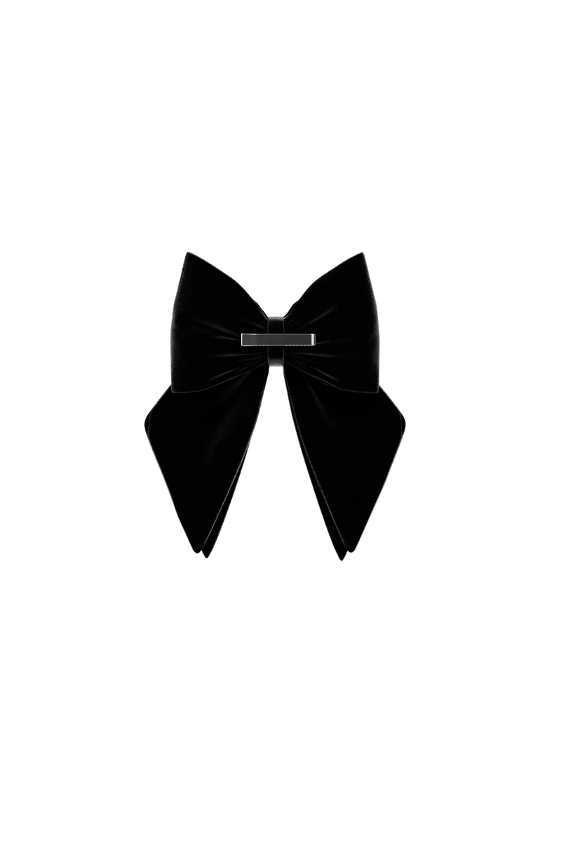 Ankle Bow Coal Velvet Clip