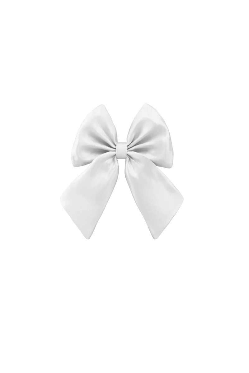Ankle Bow White Satin Clip